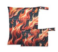 siphylline zippered wet swimsuit bag 2 Pack travel essentials for flying with handles for travel, yoga Red Fire Gorgeous Combustion
