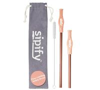 Sipify Flow-Limiting Dysphagia Straw for Safe Drinking | Adaptive Drinking Aids for Elderly & Dysphagia Patients | Reusable Stainless Steel Straw with Soft Silicone Tip | Dishwasher Safe | 2 Pack