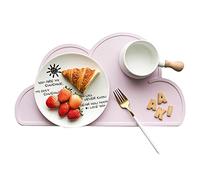 SIPLIV 2 Piece Baby Silicone Placemat Non Slip Waterproof Easy Clean Baby Placemat Meat Meal Mat Portable Food Mat Travel Placemat for Toddler and Kids, Pink