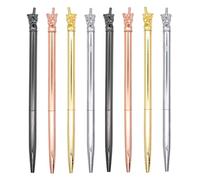 SIPLIV 8 Pieces Metal Ballpoint Pens with Black Ink, Bling Metallic Slim Ballpoint Pens Set Wedding Party Decoration Office School Supplies - Unicorn Shape