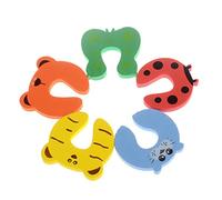 Sipliv Children Safety No Finger Pinch Foam Door Stopper Colorful Cartoon Animal Cushion Bundled Baby Cushiony Finger Hand Safety, Curve Shaped Door Stop Guard, 10 Pcs a Set