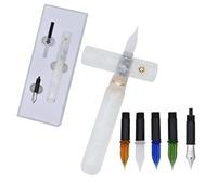 SIPLIV Red Acrylic Multifunctional Dual-Purpose Pen - Glass Dip Pen & Fountain Pen - 5 Replacement Nibs - Travel Size