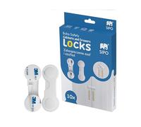 SIPO Child Safety Cabinet Locks - 10 Pack, Safety Sipo White Universal for Drawers and Cabinets, Adhesive Safety Lock for Toddlers, Protect Home from Harmful Objects