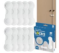 SIPO Child Safety Cabinet Locks - 10 Pack, Safety Sipo White Universal for Drawers and Cabinets, Adhesive Safety Lock for Toddlers, Protect Home from Harmful Objects