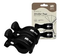 SIPO Pram Hooks Set of 2 - Universal ABS Clamps for Pushchairs & Buggies - Clips for Attaching Toys, Bags & Sun Protection - Black