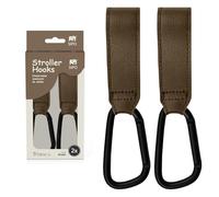 SIPO Pushchair Hooks Set of 2 - Brown | Universal Hook with Eco Leather & Aluminium Carabiner | Maximum Load 5 kg, Adjustable Strap, Stylish Design
