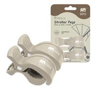 SIPO Stroller Clips Beige (Set of 2) - Universal ABS Hooks for Prams & Car Seats - 2kg Load Capacity, Secure Rounded Design
