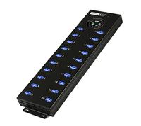 Sipolar 20-Port Powered USB 2.0 Hub, Industrial Metal, Rack Mountable, 12V 10A, Compatible with 4G/LTE Modems, Raspberry Pi, Barcode Scanners, Data Sync & Testing