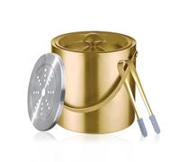 Sipoyen Gold Ice Bucket with Lid, Handle and Tong Insulated Stainless Steel Champagne Bucket 3L Wine Bucket for Party Bar Cart Accessories Large Double Wall Bucket Keep Frozen