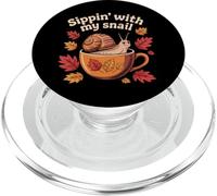 Sippin With My Snail Cozy Autumn Forestcore Design PopSockets PopGrip for MagSafe