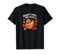 Sippin with My Snail Cozy Autumn Forestcore Design T-Shirt