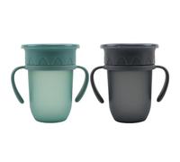 Sippy Cup 360 Tiny to Tots Toddler Trainer Cup 280ml for Children, 2 Pack Baby Drinking Cups, BPA Free 6M+ No Spill Leakproof Twin Handle Grey & Teal Baby Weaning Cup