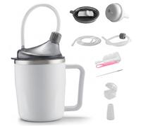 Sippy Cup for Adults Beakers for Elderly 400ml Non Spill Adult Sippy Cup with 3 Lids, Straw & Spout, Spill Proof Drinking for Adults with Dysphagia White