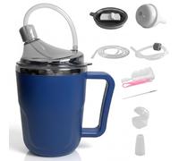 Sippy Cup for Adults Beakers for Elderly 400ml Non Spill Adult Sippy Cup with 3 Lids, Straw & Spout, Spill Proof Drinking for Adults with Dysphagia Blue
