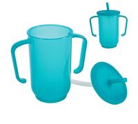 Sippy Cup for Adults Beakers for Elderly Non Spill Cups for Elderly Patient Drink Cup with Straw Lid 400ml Easy Drink Cup Feeder Water Diet Feeding Cups for The Elderly and Disabled