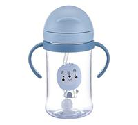 Sippy Cup With Fliptop Straw, Silicone Straw Sippy Baby Cup 400ml Large Capacity Leakproof Side Double Handles Training Learner Cup Weighted Straws Spout No Spill Sippy Cup Water Cup For Kids