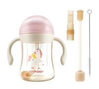 Sippy Cups for Toddlers 1-3, Spill Proof Weighted Straw Cup with Handle for Baby 6 Months + old, 2 Silicone Straws, PPSU, BPA Free, 9 oz (Pink)