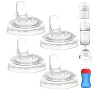 Sippy Spout Nipples Compatible with Philips Avent Natural Bottles, My Grippy Spout and Natural Trainer Sippy Cup, Soft Clear Food Grade Silicone Replacement Spouts, Leak-Proof, BPA Free, 4 Count