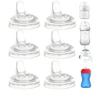 Sippy Spout Nipples Compatible with Philips Avent Natural Bottles, My Grippy Spout and Natural Trainer Sippy Cup, Soft Clear Food Grade Silicone Replacement Spouts, Leak-Proof, BPA Free, 6 Count