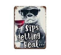 Sips Getting Real, Funny Wine Sayings, Retro Poster Metal Tin Sign Chic Art Retro Iron Painting Bar People Cave Cafe Family Garage Poster Wall Decoration 12x16inch(30x40cm)
