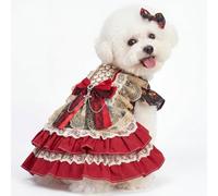 SipSylph Dog Dress, Vintage Gothic Princess Dog Dress, Multi-Layer Ruffle Skirt with Statement Bow & Pendant Detail, Girl Dog Clothes for Birthday, Wedding, Party, Photoshoot(M)