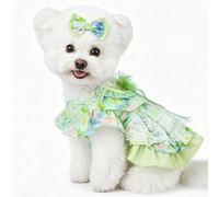 SipSylph Spring Dog Dress, Floral Princess Dog Dress, Multi-Layer Ruffle Skirt with Soft Mesh & Lace Fabric, Girl Dog Clothes for Holiday, Birthday, Wedding, Party, Photoshoot (L)