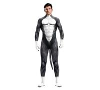 Sipumia Men's Halloween Bodysuit Muscle Animal Printed Cosplay Skinny Catsuit Fullbody Jumpsuit Costumes with Tail, Husky-01, XL