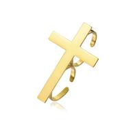 SIPURIS Adjustable Cross Ring for Unisex Two Finger Cross Rings Stainless Steel Stackable Band Religious Catholic Christian Faith Amulet Jewellery for Baptism, One Size, Stainless Steel, No Gemstone