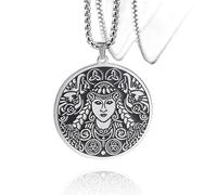 SIPURIS Brigid Celtic Goddess Necklace for Men Women Irish Celtic Saint Brigid Pendant Stainless Steel Wiccan Pagan Amulet jewelry for Gift