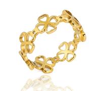 SIPURIS Celtic Good Luck Four Leaf Clover Ring Irish Shamrock Shape Lucky Charm Ring Protection Amulet Jewelry For Women Teen