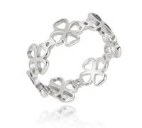 SIPURIS Celtic Good Luck Four Leaf Clover Ring Irish Shamrock Shape Lucky Charm Ring Protection Amulet Jewelry For Women Teen