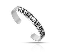 SIPURIS Celtic Knot Bracelet For Women Men Celtic Triquetra Trinity Knot Viking Bracelet Cuff Bangle Stainless Steel Nordic Irish Adjustable Open Bangle Talisman Pagan Jewelry (Black)