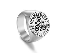 SIPURIS Celtic Triskele Ring for Men Women,Triskelion Celtic Spiral Knot Signet Band Ring Irish Trinity Stainless Steel Mens Promise Wedding Rings Jewellery Gift, 7 UK, Stainless Steel, No Gemstone