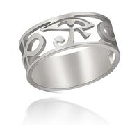 SIPURIS Egypt Eye of Horus Ring Egyptian Ankh Cross Anxiety Spinner Ring Stainless Steel Rotating Fidget Ring Stress Relieving Wedding for Men Women Couple Promise