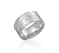 SIPURIS Egypt Eye of Horus Ring for Women Egyptian Ankh Cross Ancient Symbol Men's Rings Bands for Couple Promise Jewelry (Silver, 11(0.79in))