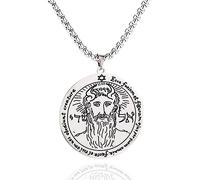SIPURIS First Pentacle of Venus Necklace for Men Key of Solomon Protection Talisman for Power Stainless Steel Jupiter Solomon Amulet Jewelry Gift, Stainless Steel, No Gemstone
