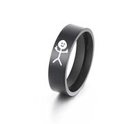 SIPURIS Funny Doodle Rings for Men Women Middle Finger Rings Anxiety Spinner Rings Stainless Steel Promise Finger Mens Rings Wedding Engagement Finger Bands Jewelry, 7 UK, Stainless Steel, No Gemstone