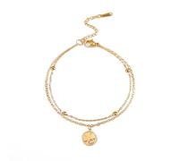 SIPURIS Good Luck Four Leaf Clover Bracelet Irish Shamrock Shape Lucky Charm Bangle Shamrock Heart Arm Ring Amulet Jewelry (Gold/2 link)