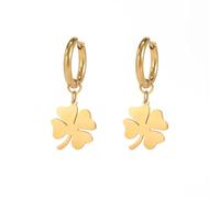 SIPURIS Good Luck Four Leaf Clover Earrings Irish Shamrock Shape Lucky Charm Pendant Protection Amulet Jewelry For Women Teen, One Size, Stainless Steel, No Gemstone