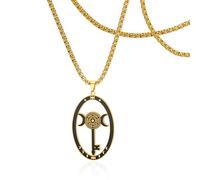 SIPURIS Hecate Triple Moon Goddess Pendant Wheel of the Hecate Symbol Magic Wicca Amulet Jewellery for Men and Women, 1.5*0.95in, Stainless Steel, No Gemstone