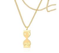 SIPURIS Hourglass Necklace for Women Sun Moon and Star Pendant Solar System Time Theme Necklace Jewelry Gift, 1.1*0.98in, Stainless Steel, No Gemstone