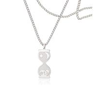 SIPURIS Hourglass Necklace for Women Sun Moon and Star Pendant Solar System Time Theme Necklace Jewelry Gift, 1.1*0.98in, Stainless Steel, No Gemstone