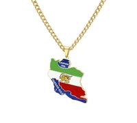 SIPURIS Iran Map Necklace Iranian Flag Pendant Persian Culture Ethnic Jewelry Souvenir Gift for Iranian Persians Men Women