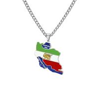 SIPURIS Iran Map Necklace Iranian Flag Pendant Persian Culture Ethnic Jewelry Souvenir Gift for Iranian Persians Men Women