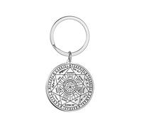 SIPURIS Keychain, The Seal of The Seven Archangels, Stainless Steel Key Ring, Men's, Silver