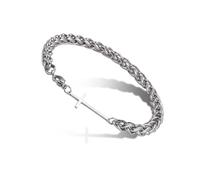 SIPURIS Latin Cross Bracelet Men's Jesus Arm ring Wheat Link Bracelet Jesus Cross Bangle Jewelry For Women Men, 0.98*0.46 in, no gemstone
