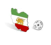 SIPURIS Lion and Sun Flag Enamel Brooch for Women Men Historical Iran Flag Lapel Map Pins Persian/Iranian Lion Brooch Jewelry (Silver)