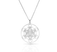 SIPURIS Metatron's Cube Necklace for Men Women Sacred Archangels King Solomon Seal Angel Chain Pendent Stainless Steel Geometry Hollowed Out Charm Pendent Amulet Jewelry