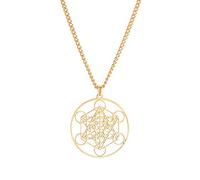 SIPURIS Metatron's Cube Necklace for Men Women Sacred Archangels King Solomon Seal Angel Chain Pendent Stainless Steel Geometry Hollowed Out Charm Pendent Amulet Jewelry