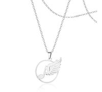 SIPURIS Music Dream Necklace and Angel Wings Pendant Piano Eighth Note Jewelry for Sing Lover Musican Gifts, 0.95*1.18in, Stainless Steel, No Gemstone
